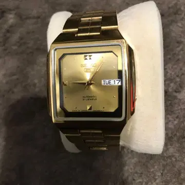 SEIKO5 AUTOMATIC 기계식 자동 와인딩 스퀘어형 골드 레어템