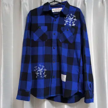 새상품급 EFFECTTEN 페인트 디자인 플란넬 셔츠 40 M-L 상당