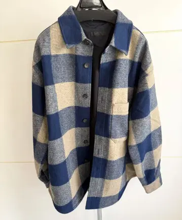 UNIQLO 남성용 네이비 베이지 체크 무늬 자켓 XL