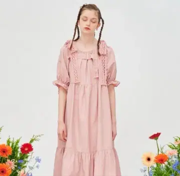 코튼 레이스 퍼프 슬리브 ( 핑크 ) poppy