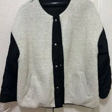 Right-on 라이트온 / 리버서블 보아 자켓 화이트/블랙