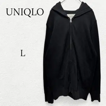 1389 [유니클로] 맨투맨 풀 집업 후드티 후디 코튼 블랙 L