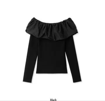 프레이 아이디 오프숄더 블랙 니트 프릴 포함