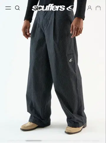 Scuffers 스트라이프 와이드 팬츠
