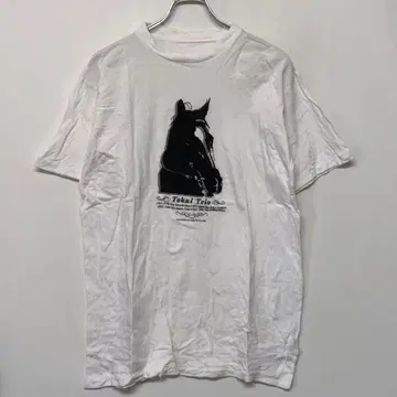 레트로 올드 구제 의류 Tokai Teio 말 경마 프린트 티셔츠