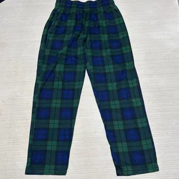 최종 할인 새상품급 셰프 팬츠 쿠쿠 블랙워치 그린 체크 무늬