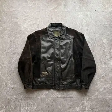 Vintage 짧은 기장 스웨이드 x 리얼 가죽 절개 가죽 자켓 빈티지