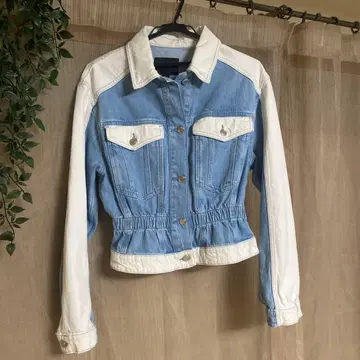 ZARA 여성용 숏 기장 데님 자켓 라이트 블루/화이트