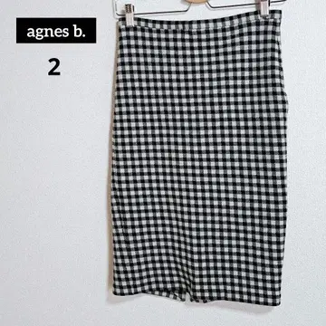 agnes b. 체크 무늬 종아리 기장 타이트 스커트 2