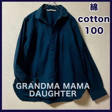 [ 새상품급 ] 그랑마 마마 도터 셔츠 세탁 가능 코튼 네이비