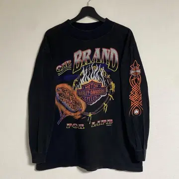 HARLEY DAVIDSON 레드 플레임 티셔츠 롱티 파이어