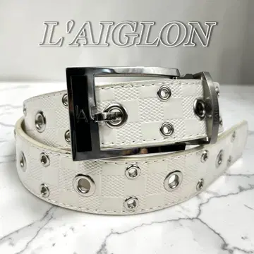 레어 L'AIGLON 레그롱 비둘기 구멍 벨트 체크 패턴 화이트 프랑스제