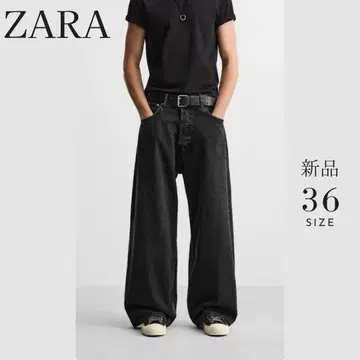 [ 새상품 ] ZARA 슈퍼 배기 데님 블랙 36