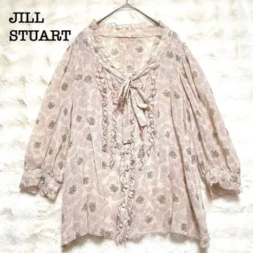질스튜어트 블라우스 핑크 [ S ] 프릴 꽃무늬 리본 실크 100