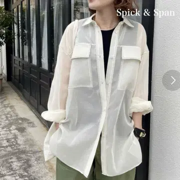 spick and span 시어 오간자 셔츠 베이지