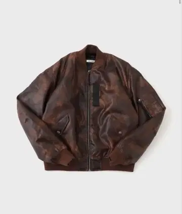 브라운 레더 봄버 자켓