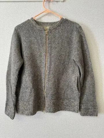 FANEUIL 그레이 울 혼방 집업 스웨터