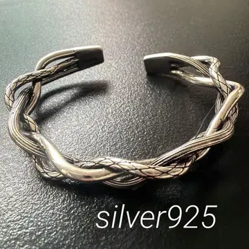 뱅글 팔찌 실버 925 트위스트 순은 남성용 빈티지