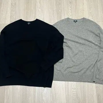 UNIQLO 캐시미어 100% 4XL 니트 스웨터 2세트 그레이 블랙