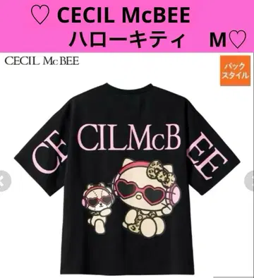 새상품 CECIL McBEE 키티 T셔츠 반팔 M 블랙