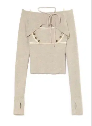 andmary Elf 버튼 니트 탑 베이지