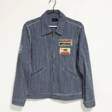 라디얼 히코리 데님 자켓 체인 스티치 자수 와펜 38