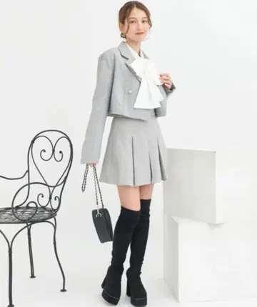 TITTY&CO. 트위드 숏 자켓 & 트위드 플리츠 미니 치마바지