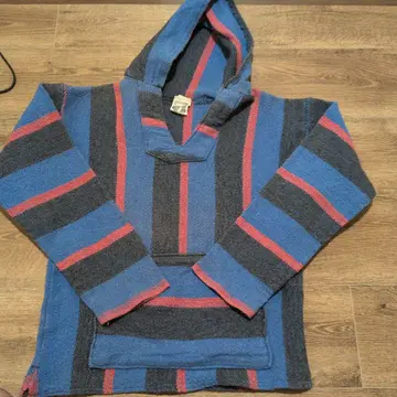 멕시칸 후드티 파랑 빨간색 블랙 스트라이프