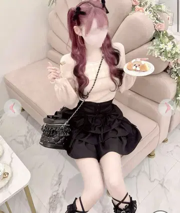 허니뮤우 암 리본 슬릿 깅엄 상의