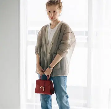 [완판템] pois 포와 더블 메쉬 가디건 베이지