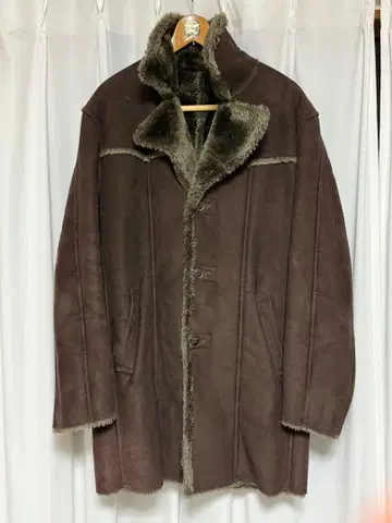 ELLE 안감 보아 롱 코트 브라운