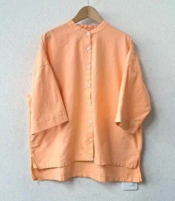 SUN VALLEY 옥스 밴드 카라 셔츠 6부 소매 코랄