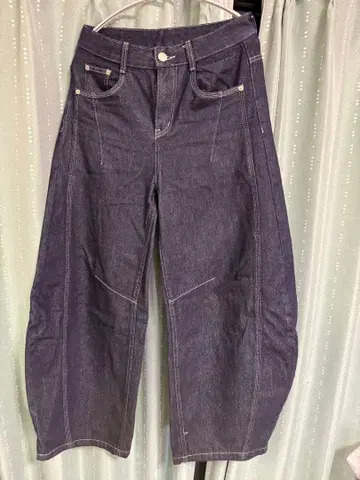 지저인 스티치 벌룬 인디고 데님