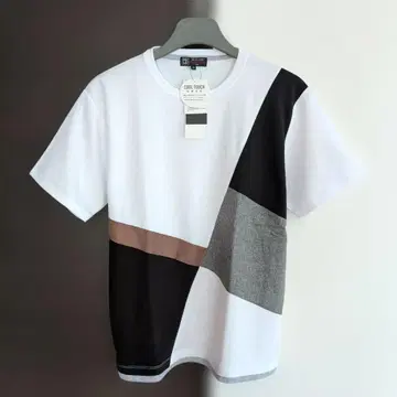 미사용 새상품 택 포함 MK 미쉘클랑 옴 반팔 T셔츠 컬러 블록 화이트