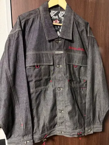 Johnny Blaze 데님 셋업 빨간색 스티치 B계 Y2K 스트릿