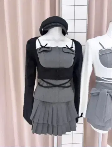 BUBBLES 리본 포켓 앙상블 다크 그레이