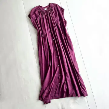어반 리서치 도어스 코튼 보일 개더 원피스 퍼플 롱