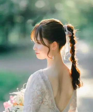 브라이덜 웨딩 귀걸이 결혼식 피로연 뉘앙스 진주 귀걸이 사전 촬영용