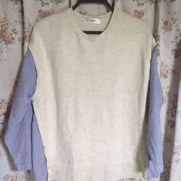 골든 베어 니트 + 셔츠 상의 스트라이프 베스트