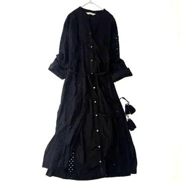 Torrazzo Donna 인도 면 롱 원피스 컷워크 태슬