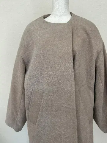 아메리칸 러그 씨 보아 코트 F 베이지 노카라 V넥 겨울