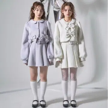 bubbles 울 리본 셋업 블루 그레이