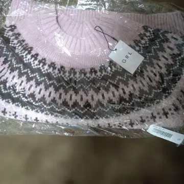 페어아일 패턴 니트 스웨터 F 핑크