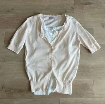 마가렛호웰 반팔 니트 가디건 핑크 베이지