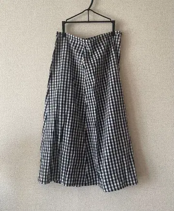 agnes.b 에네스베 깅엄 체크 롱 스커트 플레어 스커트