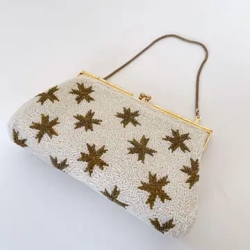 비즈백 클러치백 2way 눈꽃 골드 x 화이트 파티