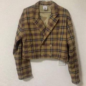 xgirl 체크 무늬 크롭 자켓