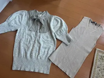 새상품급 여성용 반팔 니트 상의 2개 미쉘클랑