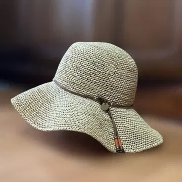 genten 라피아 소재의 넓은 챙 햇