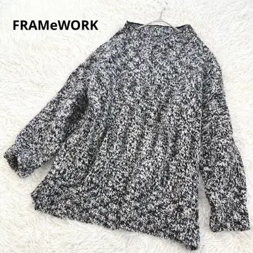 프레임워크 고급 울 100% 하이넥 오버 사이즈 니트 모자이크